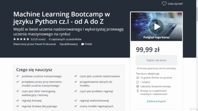 Machine Learning Bootcamp w języku Python cz.I - od A do Z – Screenshot 1