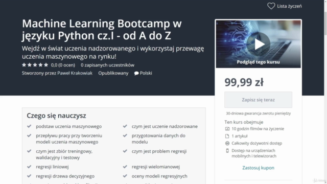 Machine Learning Bootcamp w języku Python cz.I - od A do Z – Screenshot 3