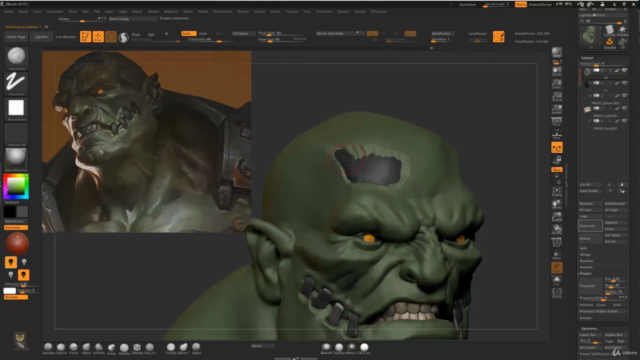 orc cyborg character creation in zbrush