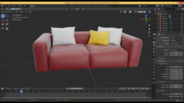 Blender 2.8 criando modelos realísticos - Sofá 01 – Screenshot 1