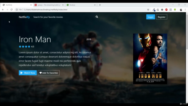 gulp and bootstrap باستخدام Netflix مشروع (front end only) – Screenshot 1