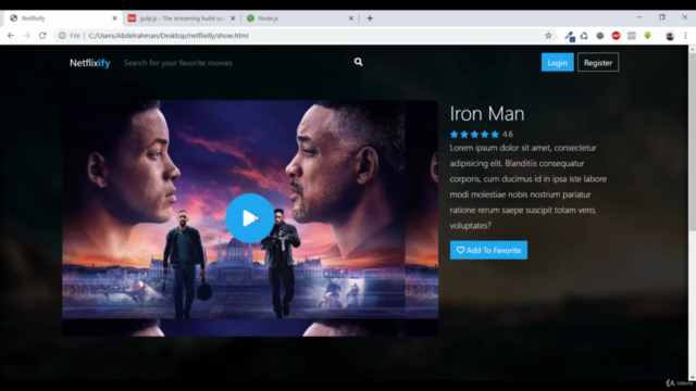 gulp and bootstrap باستخدام Netflix مشروع (front end only) – Screenshot 3