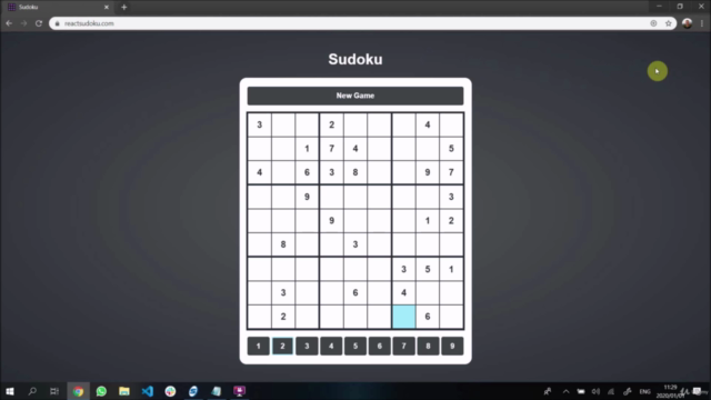 Advanced React TypeScript Redux StyledComponents: Sudoku App – Screenshot 2