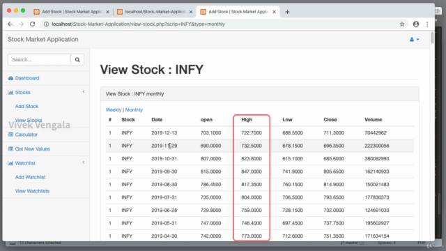 Building Stock Market Application in PHP & MySQL – Screenshot 2