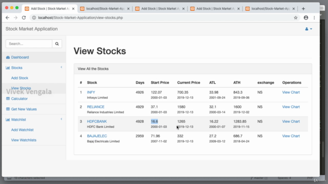 Building Stock Market Application in PHP & MySQL – Screenshot 4