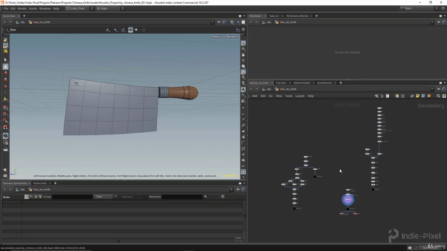 Houdini 18 - Procedural Prop Modeling - Chinese Knife – Screenshot 1