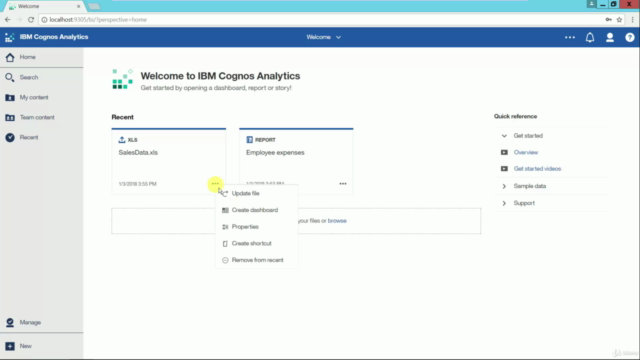 A02 Dashboards, Stories & Dataupload (IBM Cognos Analytics) – Screenshot 1