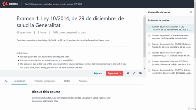 Test 300 preguntas explicadas, temario común sanidad OPE GVA – Screenshot 1