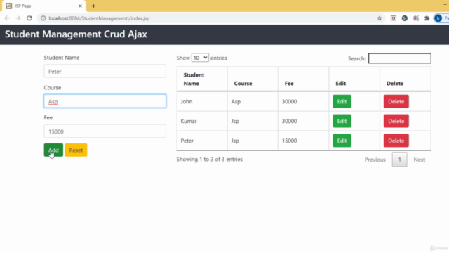 JSP AJAX Bootcamp – Screenshot 2