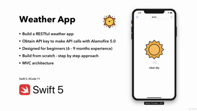 Build a RESTFul API Weather App with Alamofire & Swift 5 - Screenshot_01