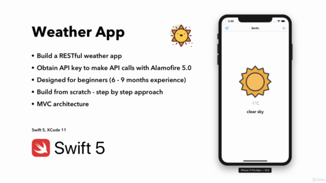Build a RESTFul API Weather App with Alamofire & Swift 5 – Screenshot 1