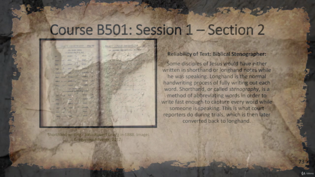 Suppressed Bible Manuscript History B501: Session 1 – Screenshot 1