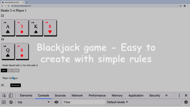 JavaScript DOM Game Blackjack JavaScript Game from Scratch - Screenshot_03