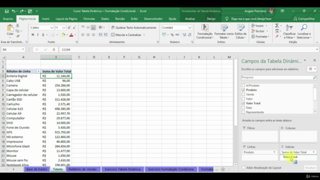 Excel- Tabela Dinâmica + Formatação Condicional( Prática) – Screenshot 2