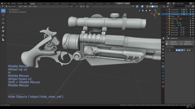 Real Time Game Asset Steam Punk Gun in Blender – Screenshot 1