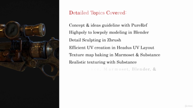 Real Time Game Asset Steam Punk Gun in Blender – Screenshot 3