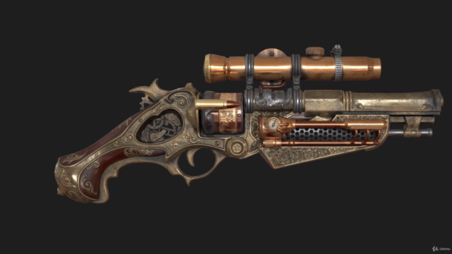 Real Time Game Asset Steam Punk Gun in Blender – Screenshot 4