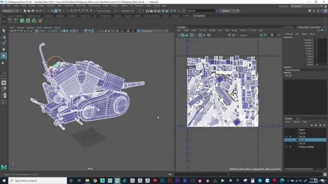 Hard Surface Vehicle UV Mapping in Maya – Screenshot 2