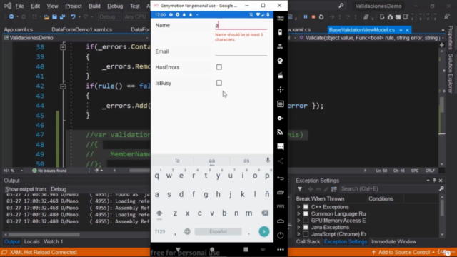 Xamarin Forms: Validación de Formularios – Screenshot 1