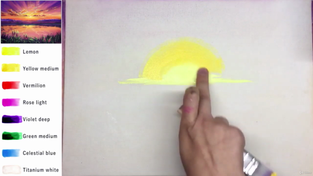 Acrylic lesson - Lake sunset with rays of sun - Landscape – Screenshot 1