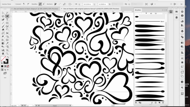 Line Art Heart Pattern Play featuring Illustrator Brushes - Screenshot_02