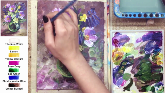 Acrylic lesson - Wild roses in glass vase - Flower bouquet – Screenshot 4