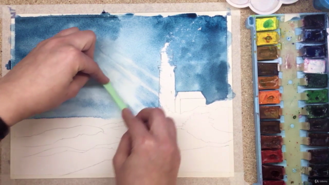Watercolor lesson - Lighthouse by the sea - Landscape – Screenshot 4