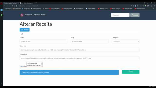 Desenvolva sua primeira App em PHP MVC: Site de Receitas – Screenshot 1
