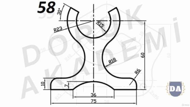 Solidworks / Catia Eğitim 2D Çizim Alıştırması – Screenshot 3