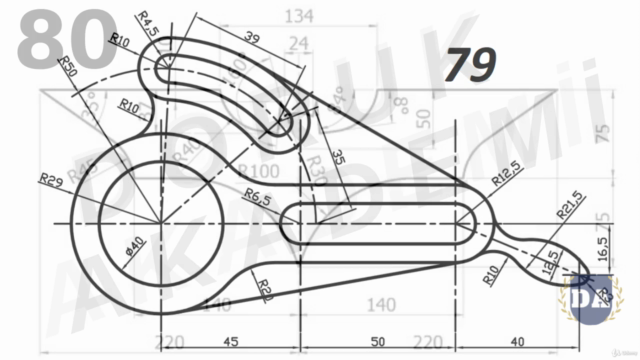 Solidworks / Catia Eğitim 2D Çizim Alıştırması – Screenshot 4