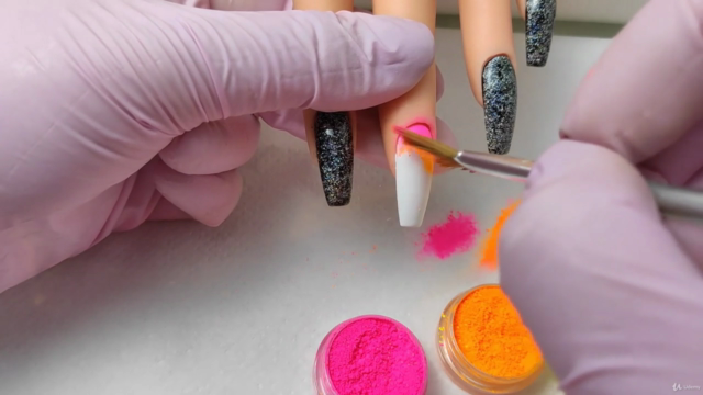 Summer nail art decorations with neon pigment powders – Screenshot 1