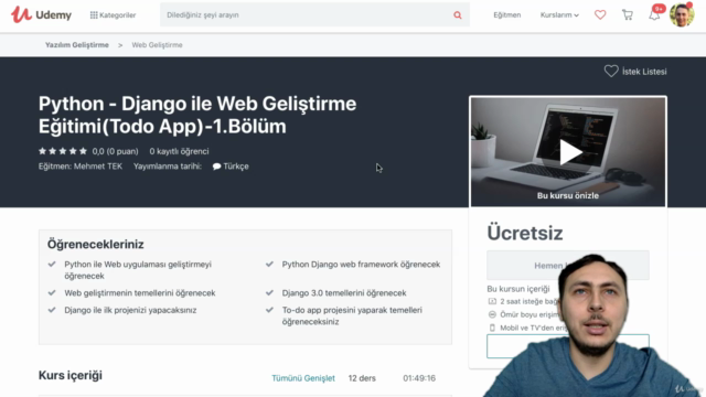Python - Django ile Web Geliştirme Eğitimi(Todo App)-1.Bölüm – Screenshot 1
