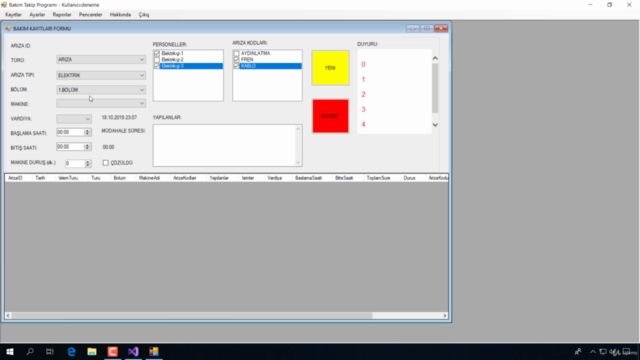 C# ile Sıfırdan Bakım Takip Programı Yapımı (2/2) – Screenshot 1