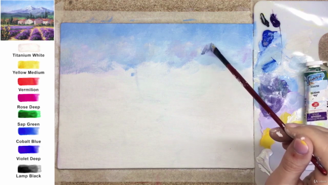 Acrylic lesson - Lavender fields in Provence - Landscape – Screenshot 1