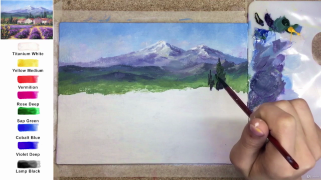 Acrylic lesson - Lavender fields in Provence - Landscape – Screenshot 3