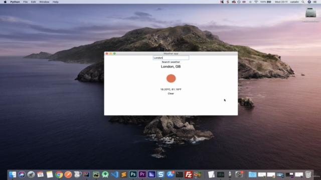 Build a weather app in Python and Tkinter – Screenshot 1