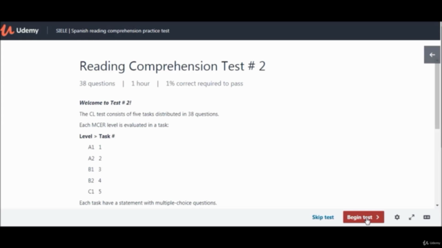 SIELE | Three Spanish reading comprehension practice tests – Screenshot 1