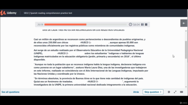 SIELE | Three Spanish reading comprehension practice tests – Screenshot 3