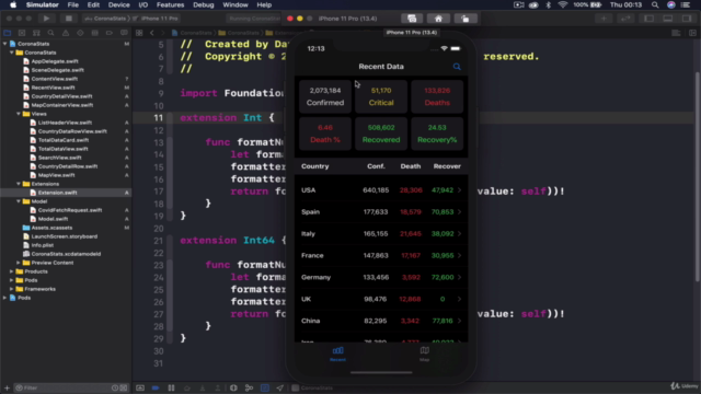 SwiftUI Covid19 Statistics tracking with REST API & Swift 5 – Screenshot 1