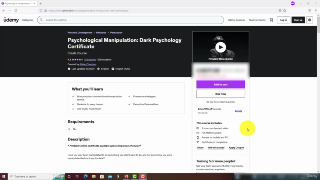 Psychological Manipulation: Dark Psychology Certificate - Screenshot_01