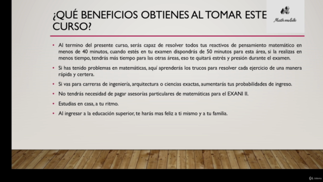 Curso de la guía EXANI II PENSAMIENTO MATEMÁTICO – Screenshot 2