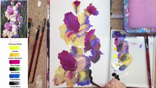 Acrylic lesson - Gladiolus - Flower Painting – Screenshot 1