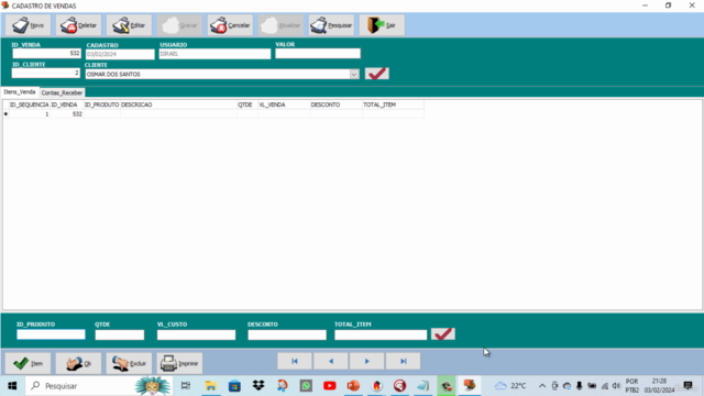 Delphi Criando Sistema de Controle de estoque passo a passo – Screenshot 4