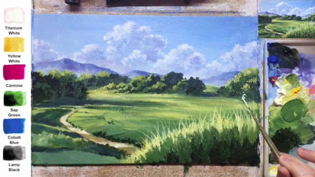 Acrylic lesson - Summer fields - Landscape – Screenshot 3