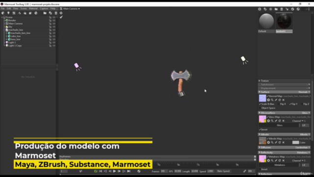 Maya 2020, Zbrush, Substance e Marmoset – Machado Estilizado – Screenshot 4