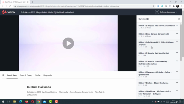SolidWorks 2019 3 Boyutlu Katı Model Eğitimi – Screenshot 1