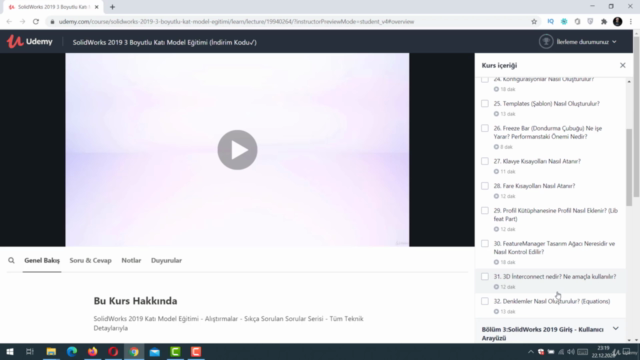 SolidWorks 2019 3 Boyutlu Katı Model Eğitimi – Screenshot 2