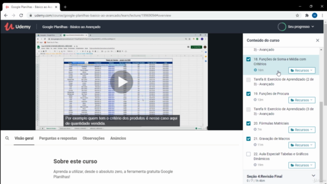 Planilhas Google - Básico ao Avançado – Screenshot 4