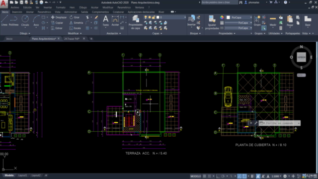Autocad dibuja una casa desde cero Planta Corte Fachada – Screenshot 4