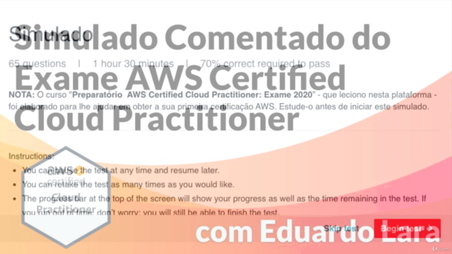 Simulado Comentado AWS Cloud Practitioner: Exame CLF-C01 – Screenshot 1